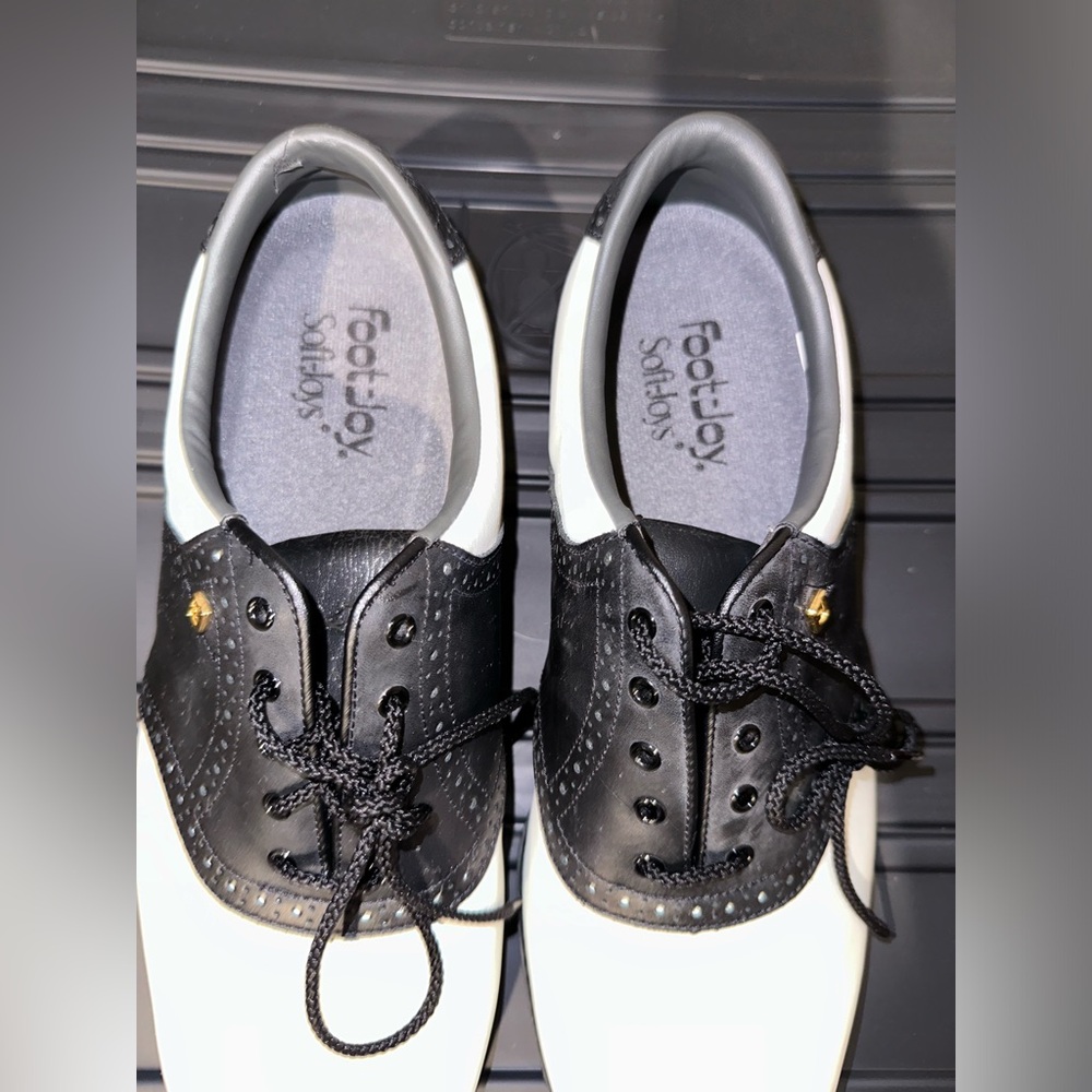 Vintage FootJoy Oxford Lace Up Golf Shoes, Black White Mens 12M - Picture 2 of 14